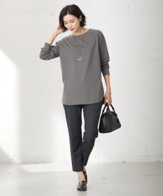 J.PRESS LADIES 【洗える】T/Rアルガンシルク チェック テーパード パンツ