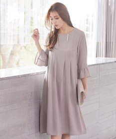 Tiaclasse L 【洗える】飴玉パールフレア袖ワンピース