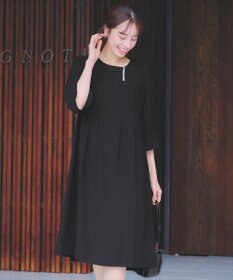 Tiaclasse L 【洗える】飴玉パールフレア袖ワンピース