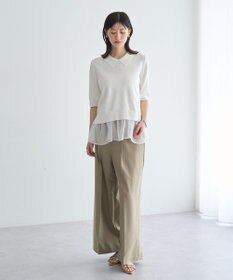 YECCA VECCA 2way襟付きフリルレイヤードニット