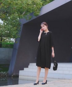 Tiaclasse L 【洗える】飴玉パールフレア袖ワンピース