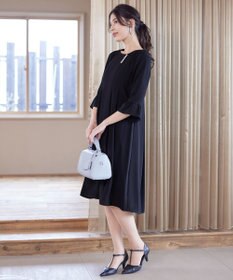 Tiaclasse L 【洗える】飴玉パールフレア袖ワンピース