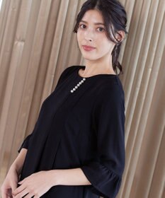 Tiaclasse L 【洗える】飴玉パールフレア袖ワンピース