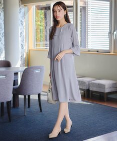 Tiaclasse L 【洗える】飴玉パールフレア袖ワンピース