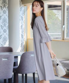 Tiaclasse L 【洗える】飴玉パールフレア袖ワンピース