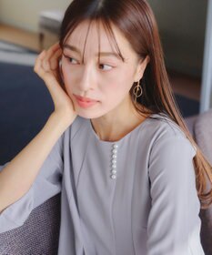 Tiaclasse L 【洗える】飴玉パールフレア袖ワンピース