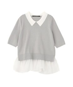 YECCA VECCA 2way襟付きフリルレイヤードニット