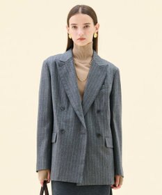 BEIGE， DELAND / ウールピンストライプダブルジャケット Gray St.