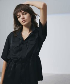 uncrave ライトダブルサテン シャツジャケット ブラック