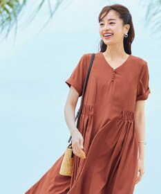 Tiaclasse 【洗える】サイドギャザーワンピース