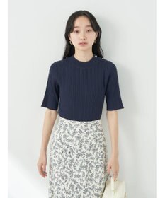 earth music&ecology ショルダーボタンリブニットプルオーバー