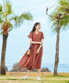 Tiaclasse 【洗える】サイドギャザーワンピース