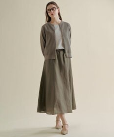 J.PRESS LADIES 【WEB限定・セット着用可】リネン フレア スカート