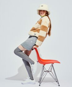 PW CIRCULUS 【ふわもこあったか/防寒/裏地付】【WOMEN】ボーダーフェイクファープルオーバー