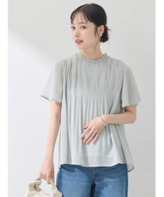 earth music&ecology マジョリカプリーツ半袖ブラウス