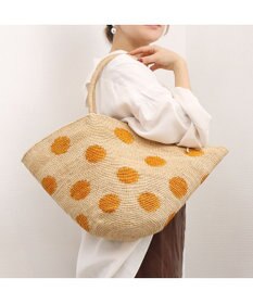 UNBILLION カシュカシュ cachecache / ドット柄ラフィアビッグトートバッグ カゴバッグ