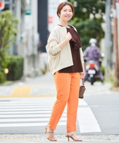 UNFILO 【洗える】リネンレーヨン　ラッフルカラーブラウス