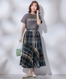 ANY L 【洗濯機可能/ウエストゴム】ビックチェックマーメイドスカート