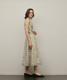 GRACE CONTINENTAL シアーフラワープリントジャガードフレアスカート