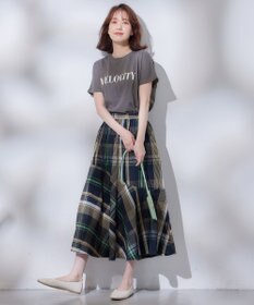 ANY L 【洗濯機可能/ウエストゴム】ビックチェックマーメイドスカート