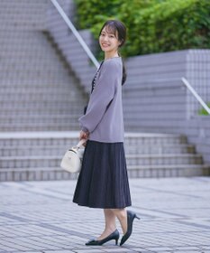 Tiaclasse 【洗える】プリーツ編みラメニットフレアワンピース