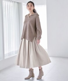 ANY L 【ウエストゴム】ベロアタッチタックスカート