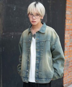 WEGO 【ユニセックス着用ITEM/MLサイズ展開】ヴィンテージライクBIGデニムジャケット
