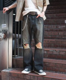 WEGO ダメージフレアデニムパンツ