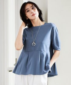 自由区 【接触冷感・UVカット・吸水速乾・抗菌防臭・洗える】ハイツイストポンチペプラム カットソー