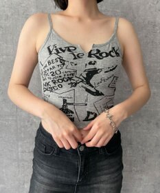 WEGO 【カップ付きインナー】グラフィックリブキャミソール