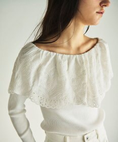 GRACE CONTINENTAL カットワークリブニットトップ