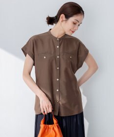 組曲 【洗える・涼感】シアーボイルバンドカラー ブラウス