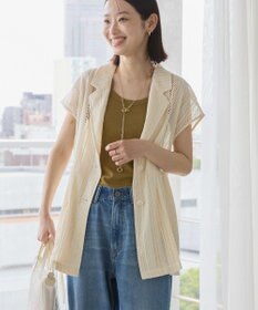 AMERICAN HOLIC 幾何学レースウエストドロストジャケット