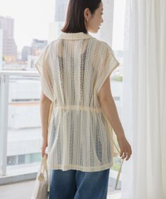 AMERICAN HOLIC 幾何学レースウエストドロストジャケット