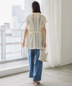 AMERICAN HOLIC 幾何学レースウエストドロストジャケット