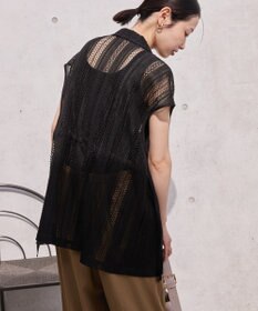 AMERICAN HOLIC 幾何学レースウエストドロストジャケット