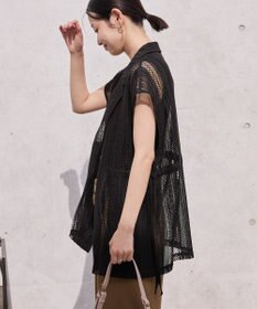 AMERICAN HOLIC 幾何学レースウエストドロストジャケット