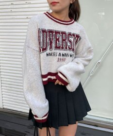 WEGO ラインリブフラッフィーショートニット