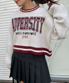 WEGO ラインリブフラッフィーショートニット