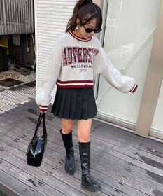 WEGO ラインリブフラッフィーショートニット