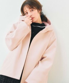 Feroux フード付きコクーンショート コート