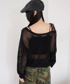 WEGO 2WAYオフショルメッシュニット