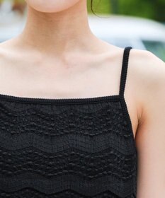 Tiaclasse 【洗える】スカラップニレースニットキャミソール