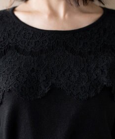 Tiaclasse L 【洗える】大人上品なスカラップレースコンビニット