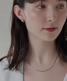 Phoebe 【金属アレルギー対応】ワンタッチワイドフープミニピアス(片耳)/サージカルステンレス シルバー