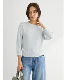 Green Parks ラメ５分袖コンパクトニットプルオーバー