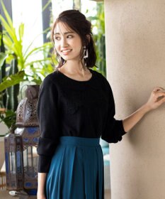 Tiaclasse L 【洗える】大人上品なスカラップレースコンビニット