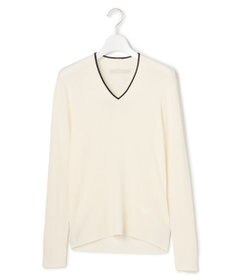 ICB 【新色追加】 エクストラファインメリノリブ Vネックプルオーバー