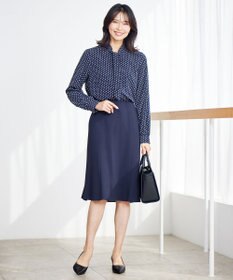 23区 【洗える】ジオメトリックパターン ボウタイ ブラウス