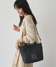 russet 【刺繍モノグラム】デニム2WAYトートバッグ(CE-1772)